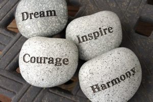 4 stones with inspirational words to help you stay motivated