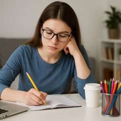 young woman studying